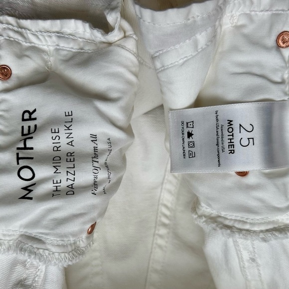 MOTHER The Mid Rise Dazzler Ankle Straight Jeans Fairest Of Them All White 25 - Picture 13 of 15